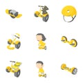 Segway, monowheel, hoverboard icons set,