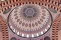 Sehzade Mosque, an Ottoman imperial mosque in Istanbul, Turkey. Interior view of the main dome. Architectural detail. Royalty Free Stock Photo