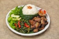Sei sapi served on round plate Royalty Free Stock Photo