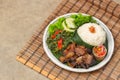 Sei sapi served on round plate Royalty Free Stock Photo