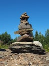 Seid, a sacred object of the North European peoples Saami Lapps. Tour gurii, artificial structure, a pile of stones in Royalty Free Stock Photo