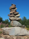 Seid, a sacred object of the North European peoples Saami Lapps. Tour gurii, artificial structure, a pile of stones in Royalty Free Stock Photo