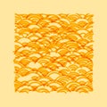 Seigaiha Literally Means Blue Wave Of The Sea. Pattern Abstract Scales Simple Nature Japanese Circle Yellow Orange Red Background.