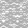 Seigaiha Literally Means Wave Of The Sea. Seamless Pattern Abstract Scales Simple Nature Background Japanese Circle Black White Co
