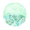 Seigaiha Or Seigainami Literally Means Wave Of The Sea. Japanese Pattern Abstract Scales Simple Nature Background Circle Blue