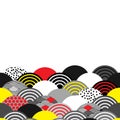 Seigaiha wave grey black red yellow white colors abstract scales simple Nature background with japanese circle pattern copy space Royalty Free Stock Photo