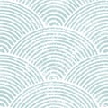 Seigaiha Wave Seamless Pattern. Blue And White Japanese Print. Grunge Texture. Vintage Striped Background For Textiles. Vector