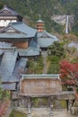 Seiganto-ji Temple with Nachi no Taki waterfall in background at Nachi Katsuura, Wakayama, Japan Royalty Free Stock Photo