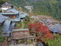 Seiganto-ji Temple with Nachi no Taki waterfall in background at Nachi Katsuura, Wakayama, Japan Royalty Free Stock Photo