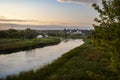 The Seim river at sunset with the Rylsky St. Nicholas Monastery