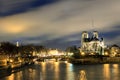 Seine cathedral at night Royalty Free Stock Photo
