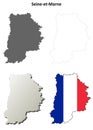 Seine-et-Marne, Ile-de-France outline map set