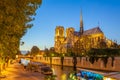 Seine and Notre Dame de Paris at twilight Royalty Free Stock Photo