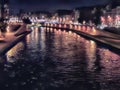 Seine at night in Paris Royalty Free Stock Photo