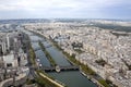 Seine river, bridges and Paris from an aerial view Royalty Free Stock Photo