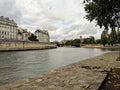Seine river and builings in Paris France Royalty Free Stock Photo