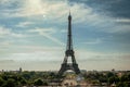 Seine River, Eiffel Tower and gardens seen from the Trocadero in Paris. Royalty Free Stock Photo