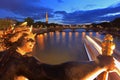 Seine river and Eiffel Tower seen Alexandre III Bridge in Paris, France
