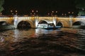 Seine River at Night in Paris France Royalty Free Stock Photo