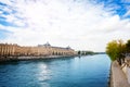 Seine river in Paris and Anatole France embarkment Royalty Free Stock Photo