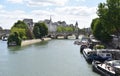 Seine River, Pont Neuf, Ile de la Cite and Square du Vert-Galant from Pont des Arts. Paris, France. Royalty Free Stock Photo