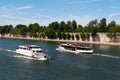 Seine river with tourists ship in Paris