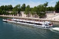 Seine river with tourists ship in Paris Royalty Free Stock Photo