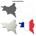 Seine-Saint-Denis, Ile-de-France outline map set