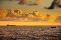 seiner and tanker on a Black Sea, beautiful sunset, Poti, Georgia