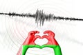 Seismic activity earthquake Belarus symbol of heart