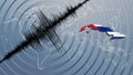 Seismic activity earthquake Cuba map Royalty Free Stock Photo