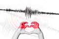 Seismic activity earthquake Indonesia symbol of heart