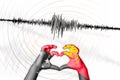 Seismic activity earthquake Papua New Guinea symbol of heart