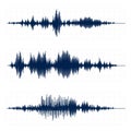 Seismograph chart. Seismic activity diagram, radio frequency waves and oscilloscope waveform graph vector set