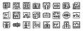Seismograph icons set. Set of polygraph test icons showing truth or lie detection