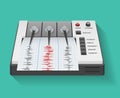 Seismograph machine with graph of seismic and earthquake activity Royalty Free Stock Photo