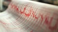 Seismograph needle tracking seismic wave patterns on paper, capturing ground motion intensity during geological Royalty Free Stock Photo