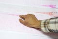 Seismological activity lines human hand Royalty Free Stock Photo