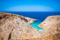 Seitan limania or Agiou Stefanou, the heavenly beach with turquoise water. Chania, Crete, Greece. Royalty Free Stock Photo