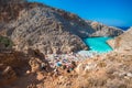 Seitan limania or Agiou Stefanou, the heavenly beach with turquoise water. Chania, Crete, Greece Royalty Free Stock Photo