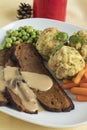 Seitan slices and bread dumplings