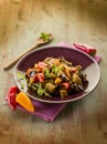 Seitan stew with eggplant Royalty Free Stock Photo