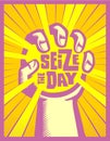 Seize the day hand catching the sun carpe diem concept illustration Royalty Free Stock Photo