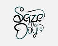 Seize The Day lettering text on white background in vector illustration