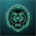 Green lion king head mascot logo