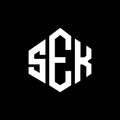 SEK letter logo design with polygon shape. SEK polygon and cube shape logo design. SEK hexagon vector logo template white and Royalty Free Stock Photo