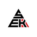 SEK triangle letter logo design with triangle shape. SEK triangle logo design monogram. SEK triangle vector logo template with red Royalty Free Stock Photo
