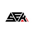 SEK triangle letter logo design with triangle shape. SEK triangle logo design monogram. SEK triangle vector logo template with red Royalty Free Stock Photo