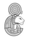 Sekhmet. Vector God of Ancient Egypt. Tourism