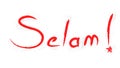 Selam means Hello in Turkish language hand writing template with Turkish flag colors Blood red and white Royalty Free Stock Photo